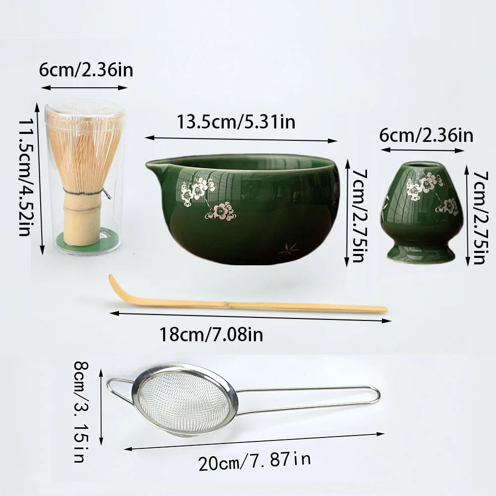2pc/4pcs/5pcs Matcha Whisk Set - Matcha Bowl and Bamboo Matcha Whisk, Tea Strainer, Scoop, Spoon, Sifter, Whisk Holder