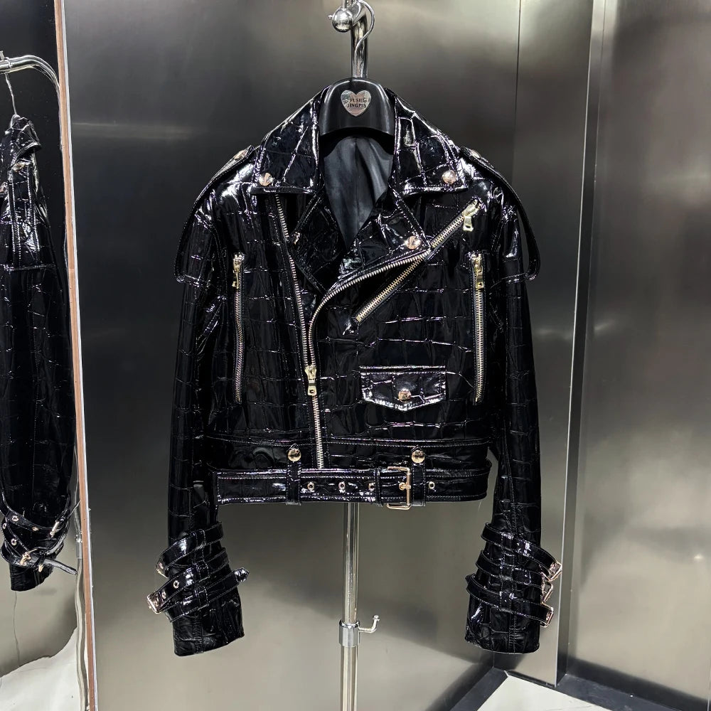 2025 Spring Belt Leather Jacket Women Real Sheepskin Coat Warm Autumn Women Lambskin Cloth