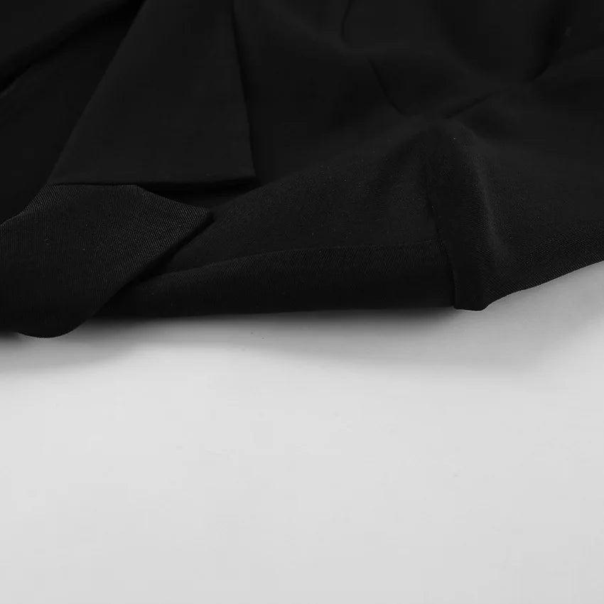 2025 Autumn and Winter New Fashion Black Small Suit Solid Jacket Design Sense Lace Splicing Commuting Long Sleeved Top Coat