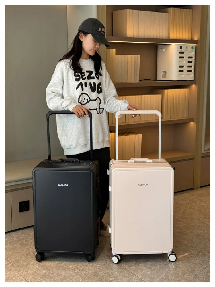 Travel Suitcase Aluminium Frame Wide Trolley Luggage Female Large Capacity Mute Universal Wheel Password Box Carry on...