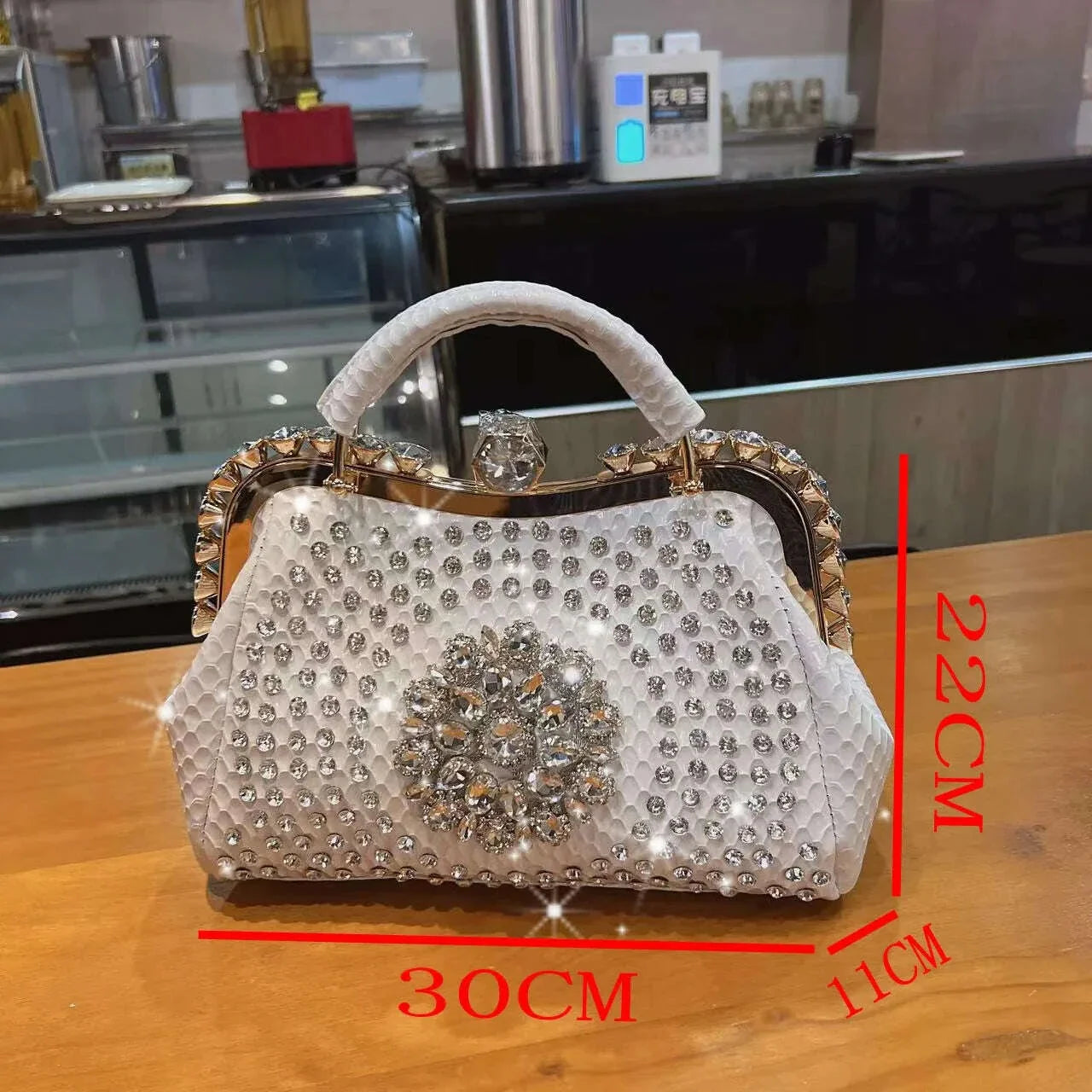 2023 New Luxury Fashion Diamonds Women's Handbags Leather Design Clip Rhinestone Bag Portable Tote Shoulder Messenger Bags