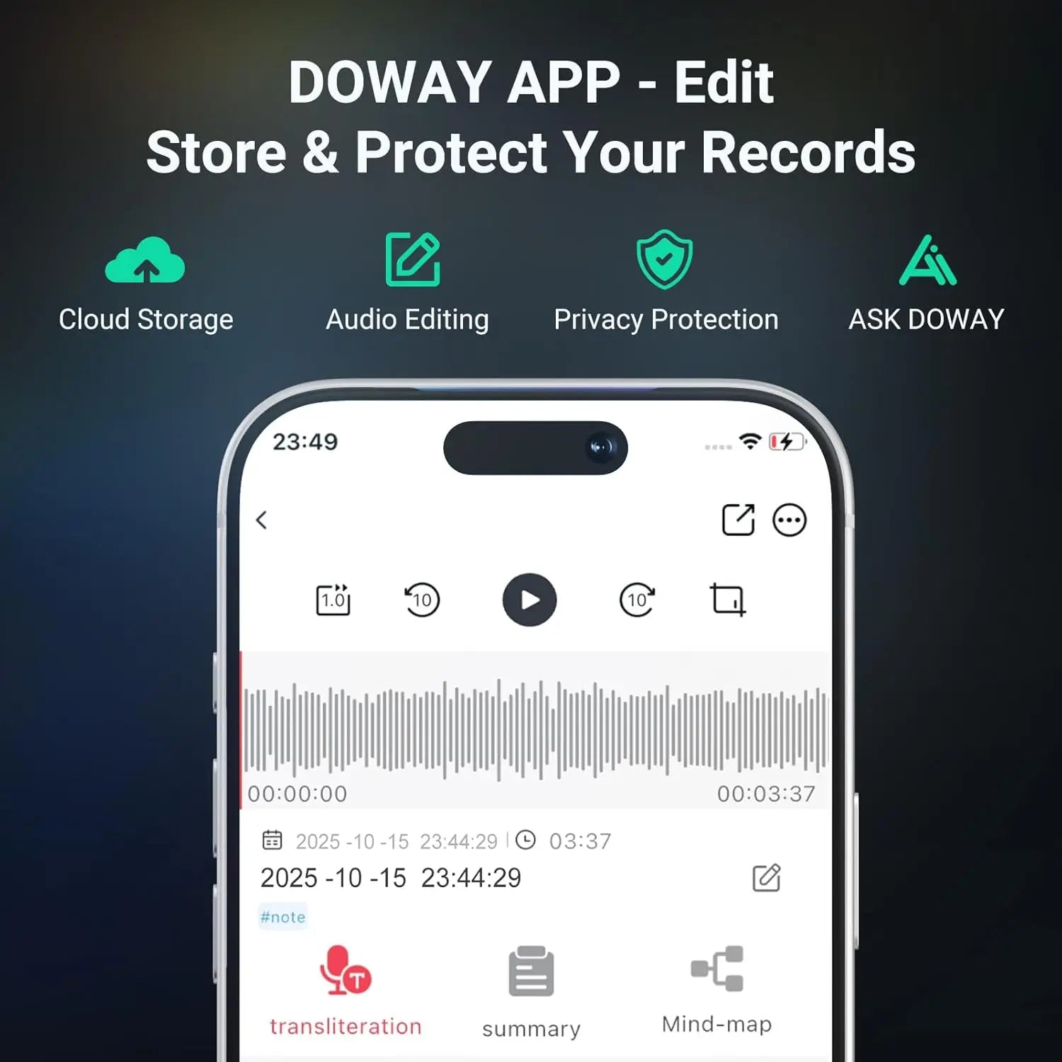 MECHEN 64GB AI Voice Recorder, AI Notetaking Device for Meetings, Lectures, Calls, AI Transcription & Summarization
