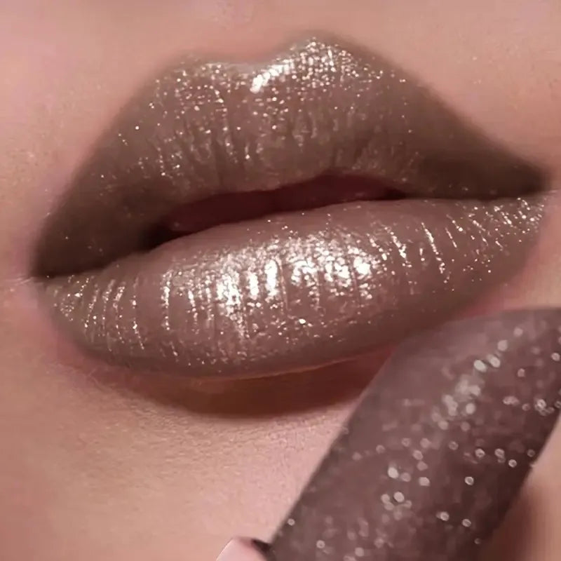 Glitter Pearlescent Lipstick, Waterproof Long Lasting Lip Color, Hydrating Plump Lips for Daily & Party Makeup
