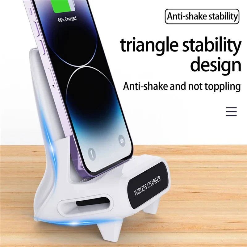 Wireless Charger Stand Pad Desktop Mobile Phone Holder Bracket 15W Fast Charging Station Dock Mount for iPhone Samsung Xiaomi LG