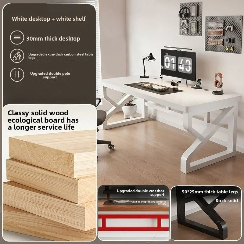 Heavy Duty 30MM Thick Solid Wood Computer Desk Ergonomic Office Desk Study Table Home Office Furniture Writing Desk Gaming - Kimlud