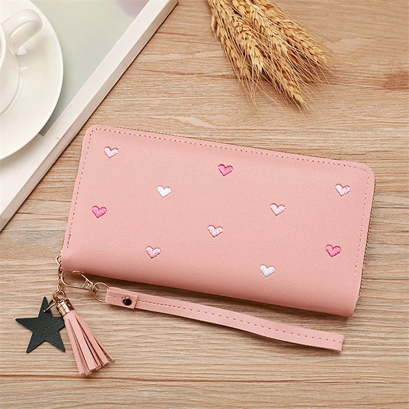 Women Long Wallets Purses Luxury Love Heart Wallets for Ladies Girl Money Pocket Card Holder Female Wallets Phone Clutch Bag