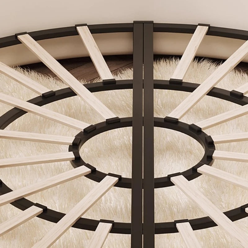 double wedding Round bed modern simple leather apartment queen beds European style base de cama matrimonial home furniture