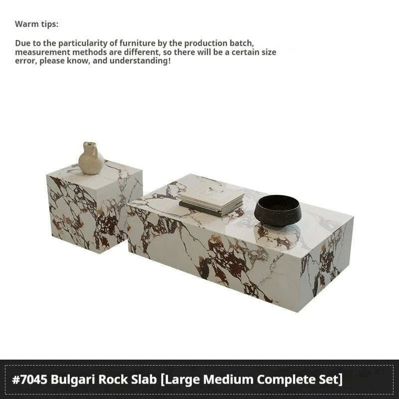 Luxury Stone Coffee Table, Nordic French Retro Design, Compact Corner Table Set for Small Space Living Room, High-End Side Table