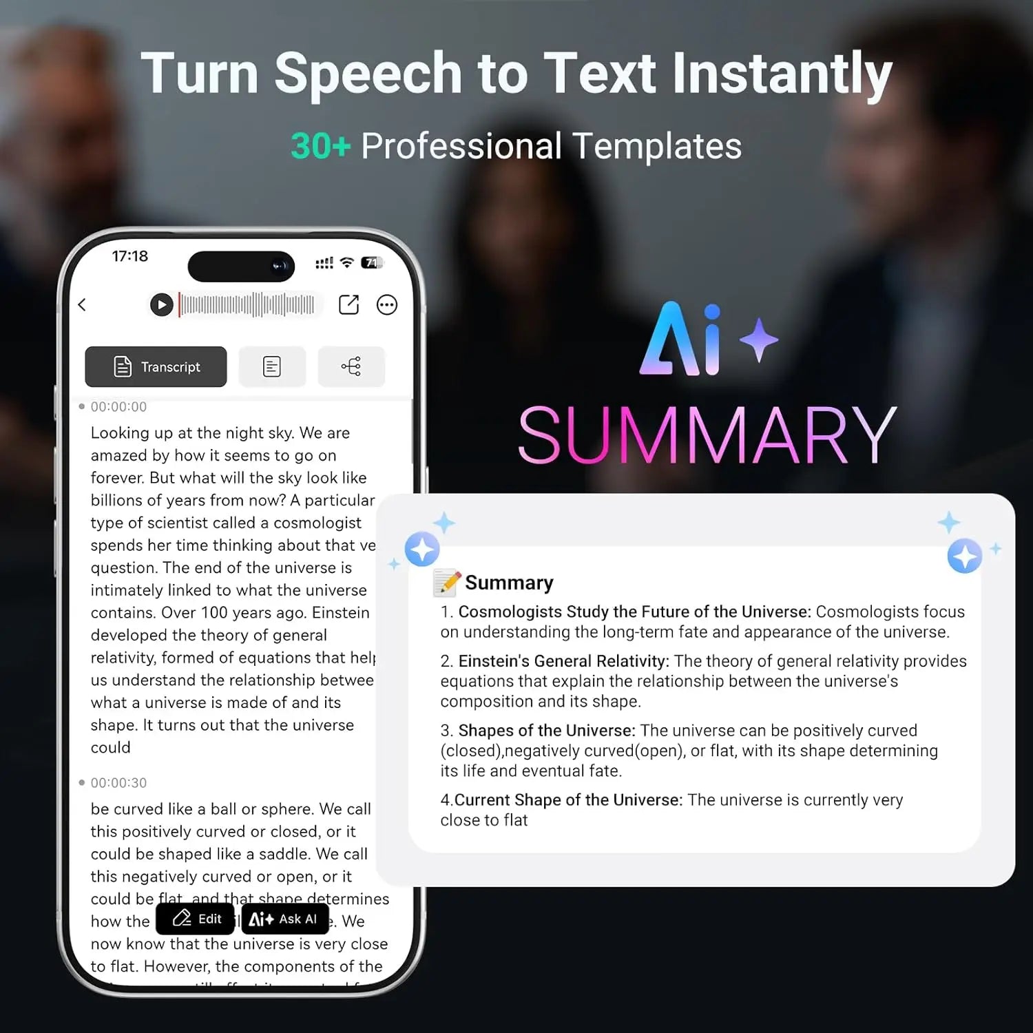 MECHEN 64GB AI Voice Recorder, AI Notetaking Device for Meetings, Lectures, Calls, AI Transcription & Summarization