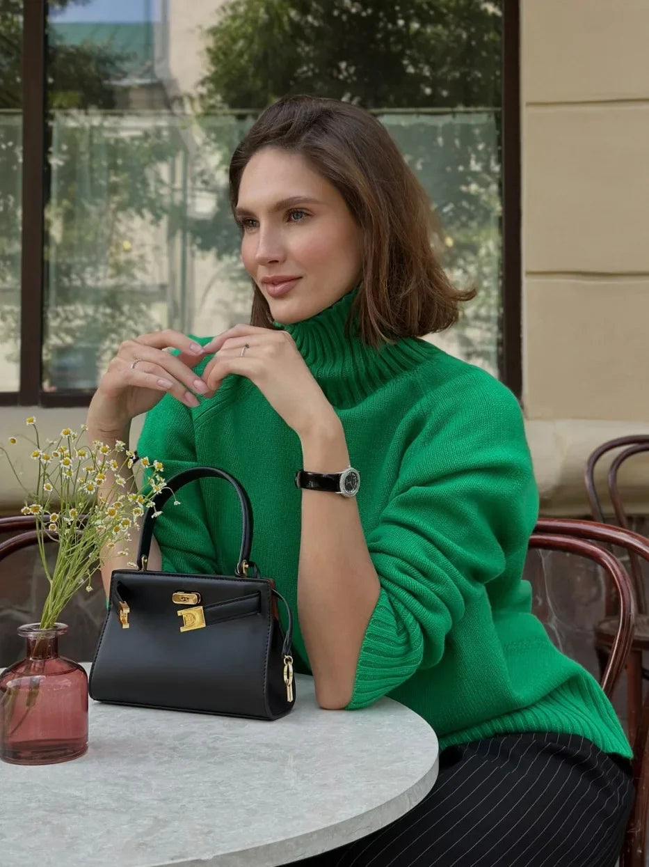 Blubelle Women Turtleneck Sweater Autumn Thick Warm Pullover Tops NEW Winter Oversized Casual Loose Knitted Jumper Female pull