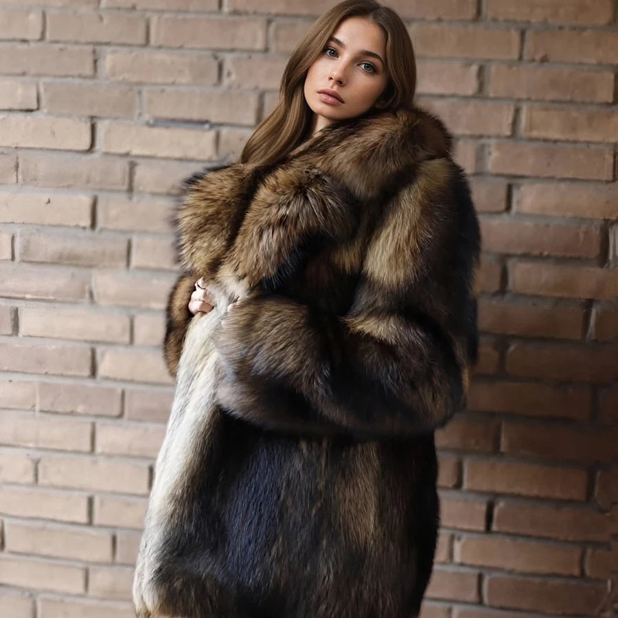 Natural Raccoon Fur Jacket With Collar Warm Winter Jackets For Women Real Fur Coat High Quality Genuine Fur Outwear
