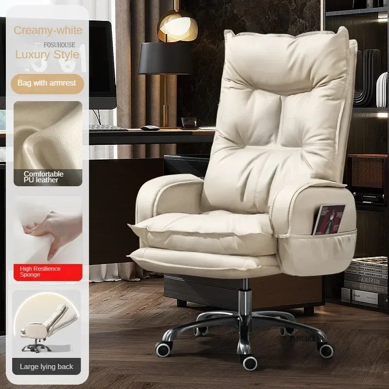 Modern Designer Armchairs Lazy Rolling Leather Office Chair Home Computer Swivel Gaming Accent Chairs Office Furniture w...