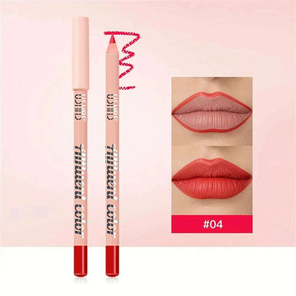 8 Color Nude Purple Matte Lipstick Pencil Long-lasting Waterproof Pink Plumping Stain Lip Liner Pro Lip Contour Makeup Tool