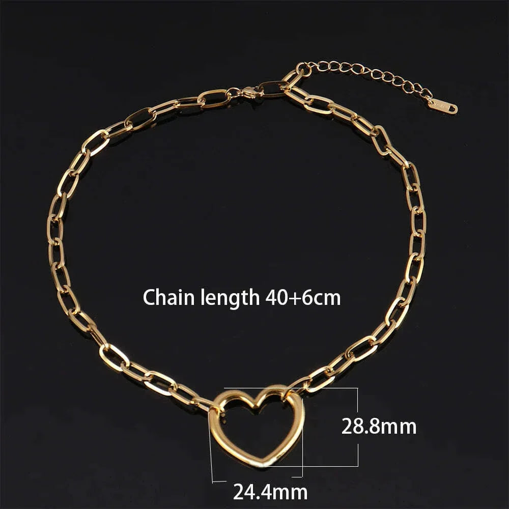 316L Stainless Steel Necklace For Women Choker Necklace Heart Clavicle Chain Necklaces Charm Heart Pendant Necklace Jewelry Gift