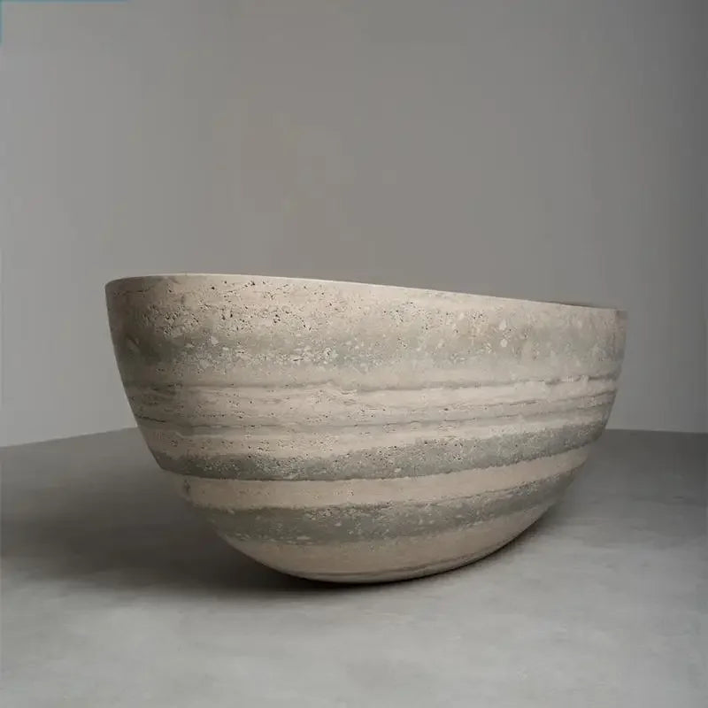 Customizable Freestanding Marble Bathtub Natural Stone Tub, Luxury Soaking Tub for Villa/Hotel, 180cm Carrara Royal Cream Bath