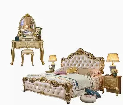 Luxury Human Bedroom Set Wooden Sleeping Letti E Mobili Nordic Furniture Large Princess Master Bedroom Set Double Villa High - Kimlud