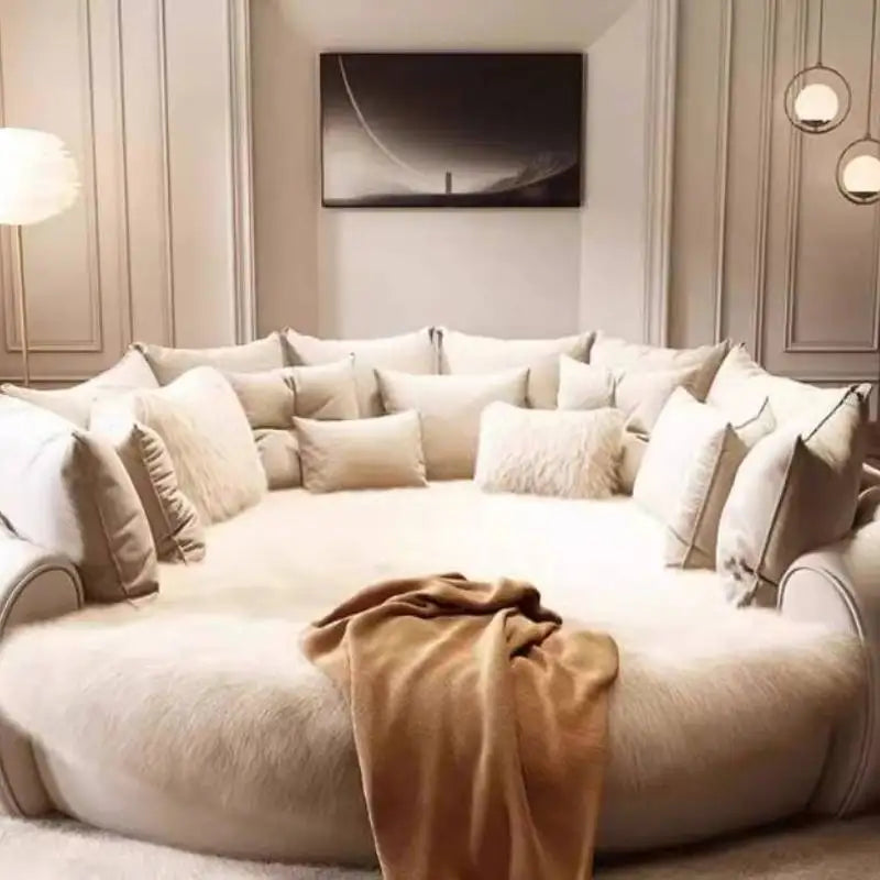 Insert Australia Double Bed Luxury White Room Modern Loft Full Size Double Bed Bedroom Round Adults Schlafzimmer Bett Furniture