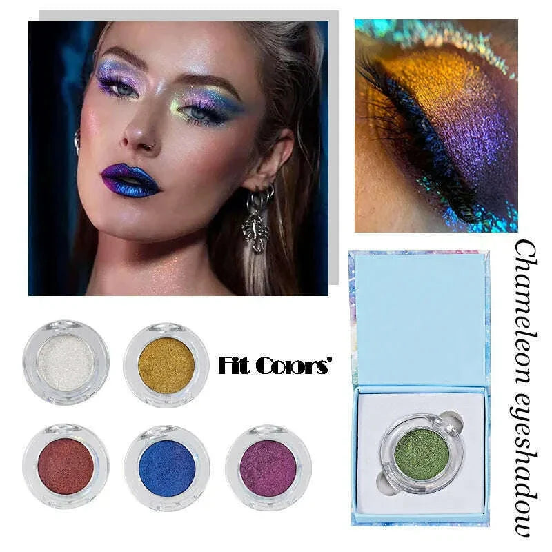 High-Pigmented Chameleon Purple Eyeshadow Powder MultiChrome Shifting Pigments Shiny Metallic Lipstick Eyes Makeup Palette