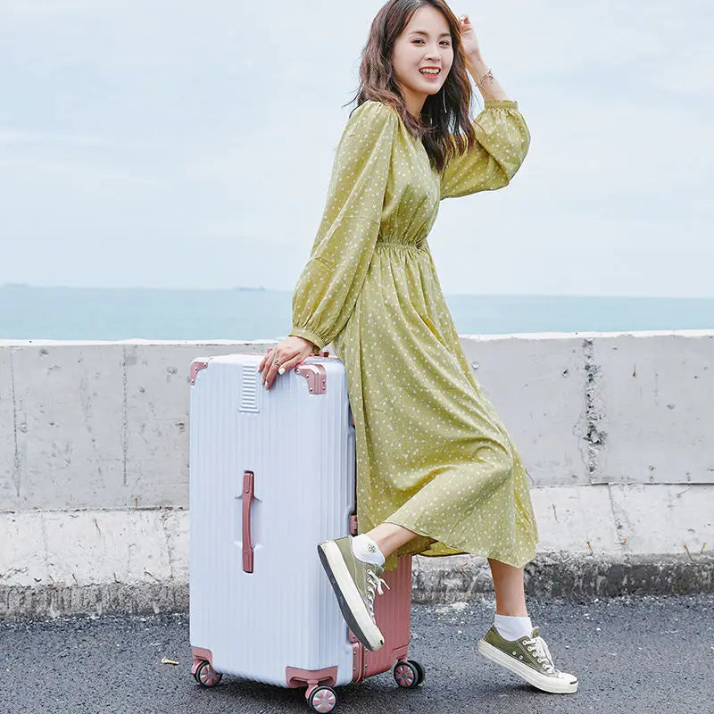 Oversized 28/50/70/80-inch Suitcase Aluminum Frame Suitcase on Wheels Large capacity Leather Luggage with Combination Lock
