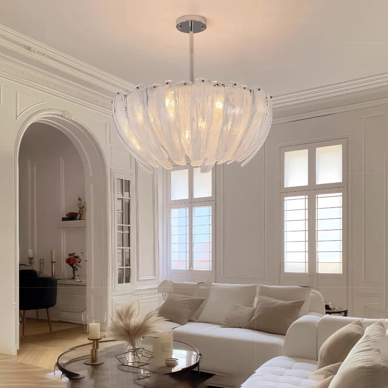 LED Flower Bud Home Living Room White Cloud Glass Pendant Light LED Lamp Ceiling Chandelier Italy Design Lighting Fixture Lustre - Kimlud
