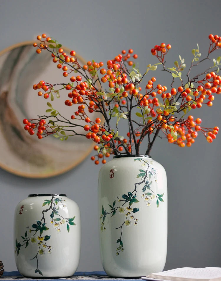 Chinese ceramic vase ornament, living room entrance floral art, home hydroponics creative simple round housewarming gift flower