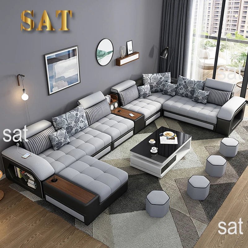 #@ Modern Luxury Living Room Modular Combination Sofa Furniture Set Multifunctional U Shaped 7 Seater Sectional Corner Sofa