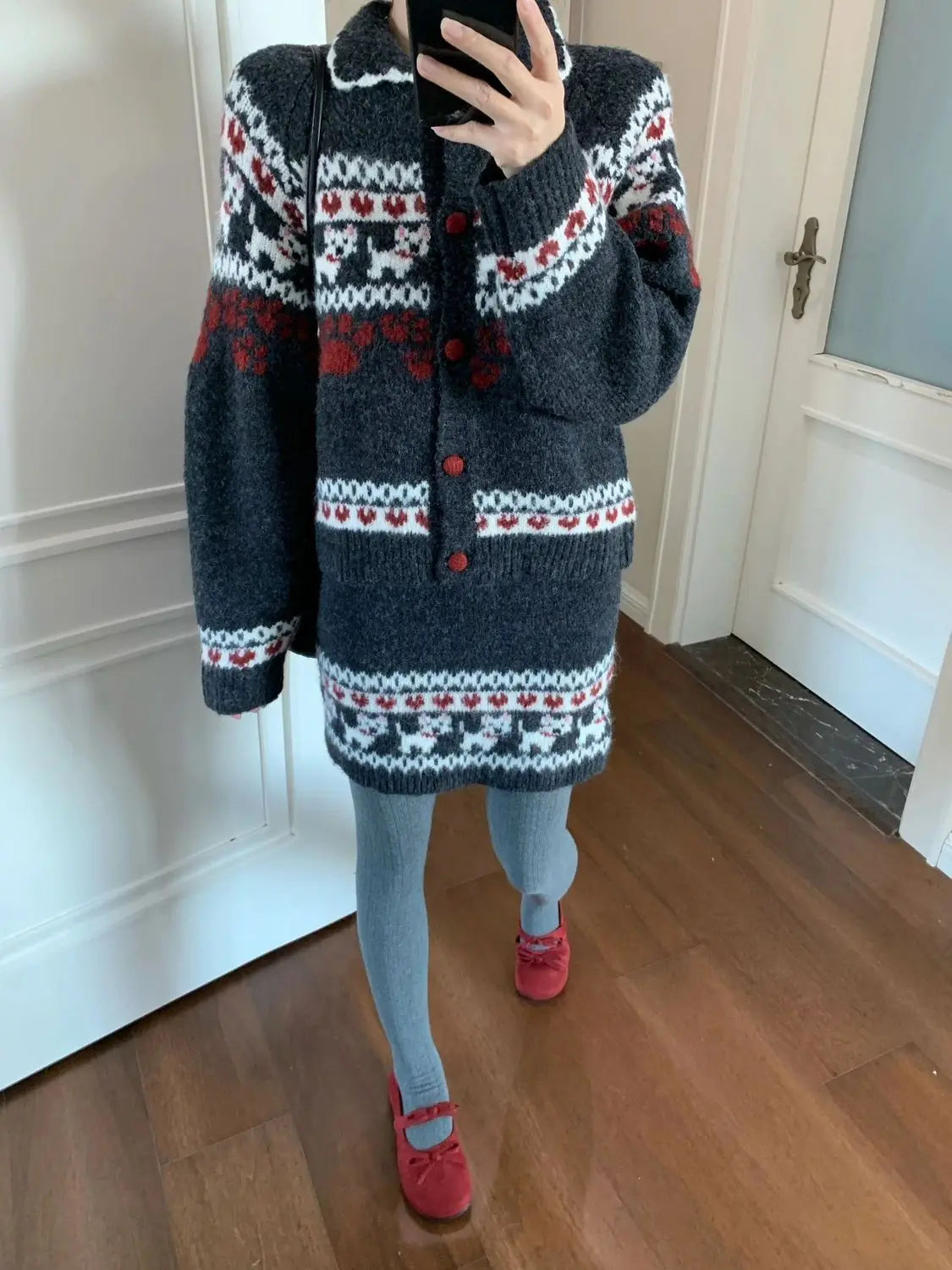 Knitted Suit Women 2025 Fashion Vintage Sping Autumn Cardigan Sweater Coat Short Skirt Ladies Two Piece Set Outfits