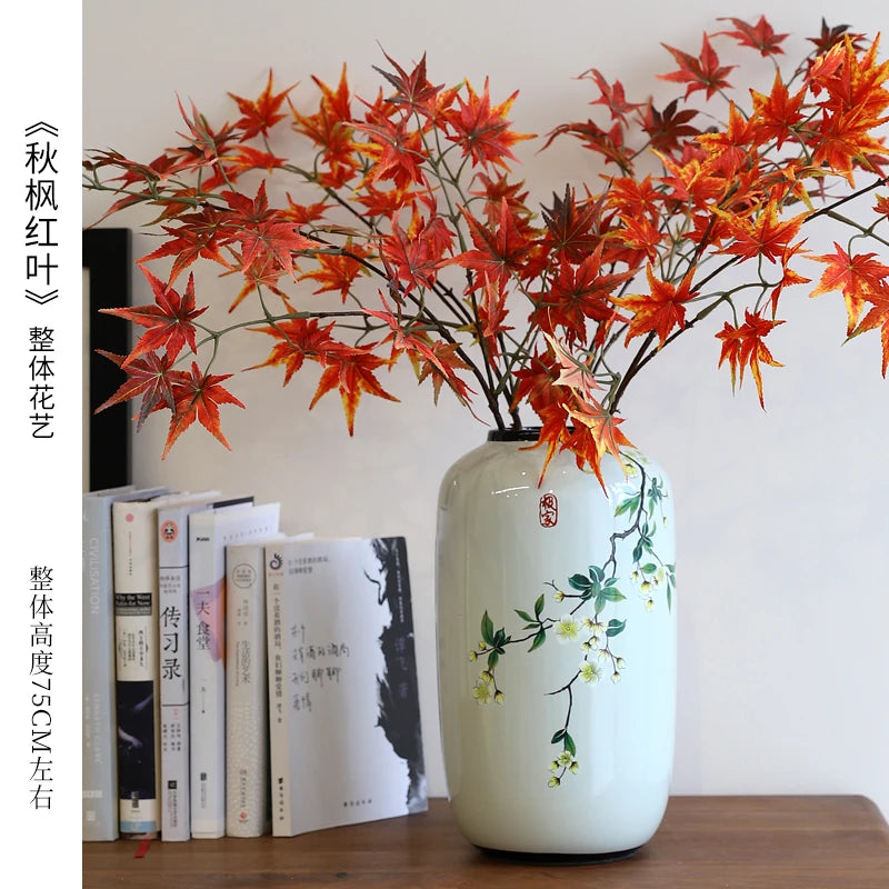 Chinese ceramic vase ornament, living room entrance floral art, home hydroponics creative simple round housewarming gift flower