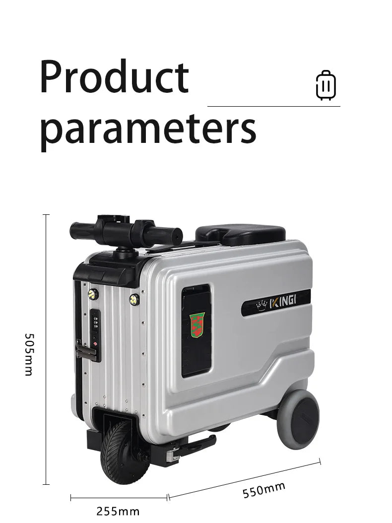 Deluxe Electric Scooter Luggage Children's Cabin Portable Smart Luggage Comfortable Seat Silver Trolley Multipurpose Bag...