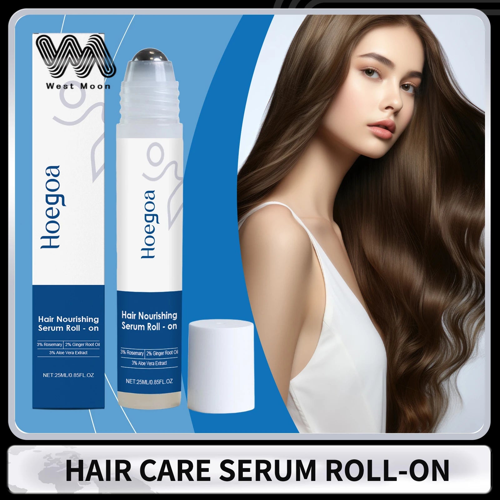 Hair Care Serum Roll-On Prevent Hair Loss Baldness Scalp Massage Repair Dry Damaged Hair 3% Rosemary Nourishing Hair Essence