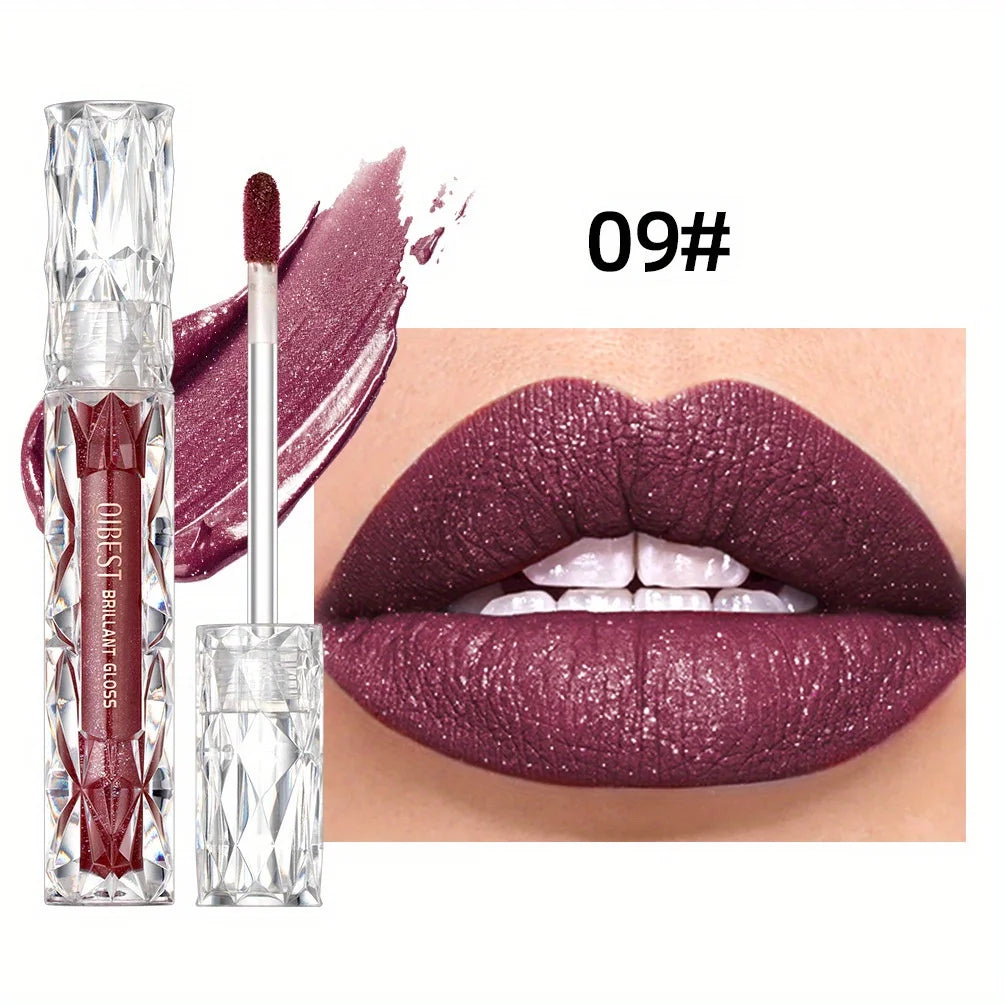 Diamond Liquid Lipstick Moisturizing Lasting Purple Sparkling Waterproof Lip Gloss Matte Glitter Lipstick Korean Makeup