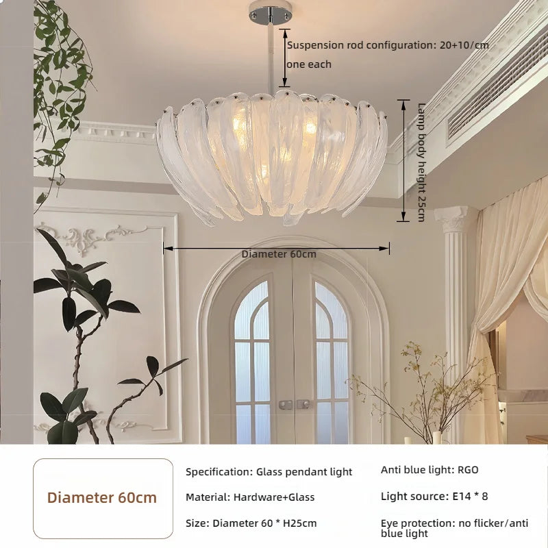 LED Flower Bud Home Living Room White Cloud Glass Pendant Light LED Lamp Ceiling Chandelier Italy Design Lighting Fixture Lustre - Kimlud