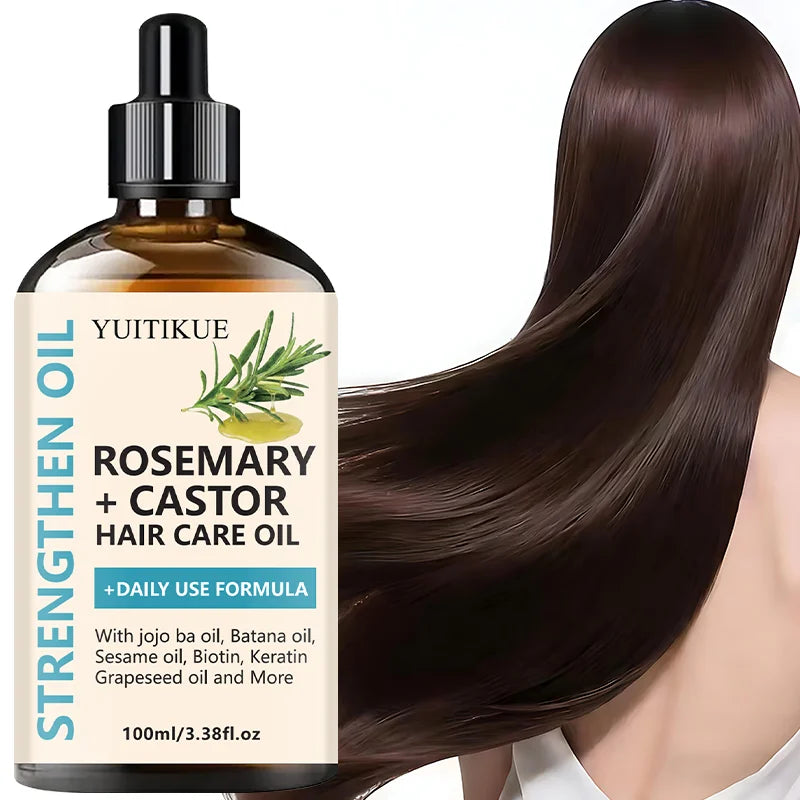 YUITIKUE Rosemary + Castor Strengthening Hair Oil - Daily Use Hair Care Oil with Jojoba & Batana Oil for Hair Growth - Kimlud