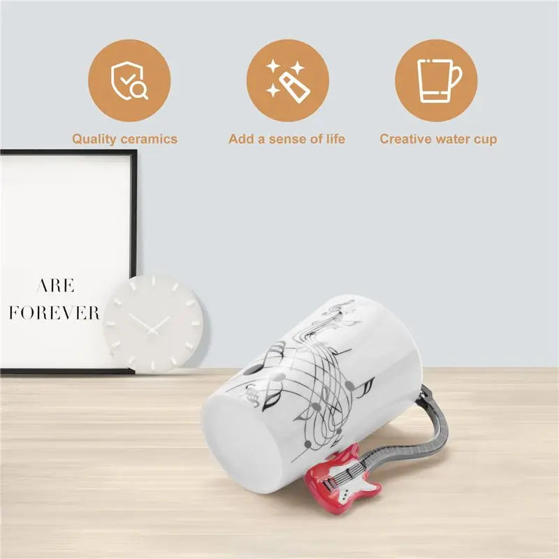 ABAH-Creative Music Style Guitar Mug Coffee Tea Milk Stave Cups With Handle Coffee Mug Novelty Gifts Red Guitar Black |...