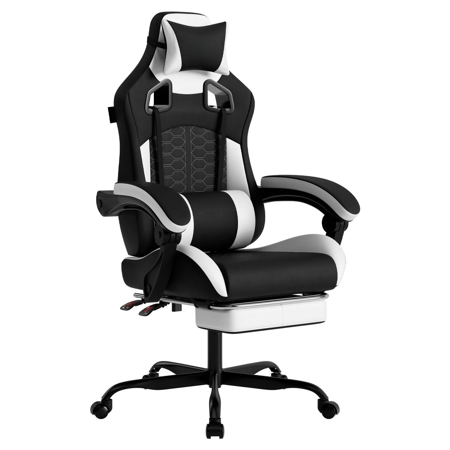 Ergonomic Massage Gaming Chair with Footrest Headrest Lumbar Support High Back PVC Leather 300LBS, Customized
