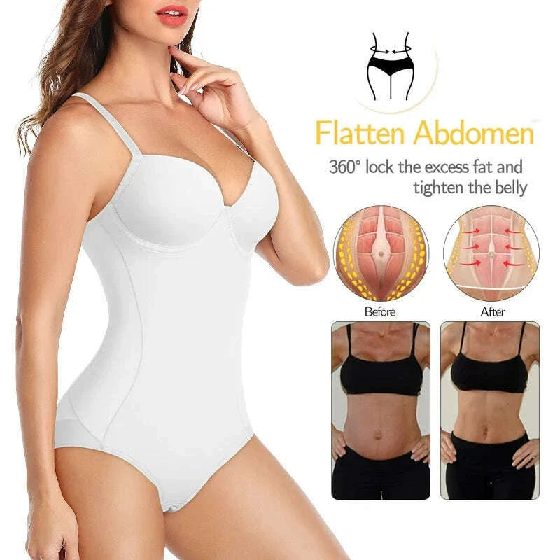 Women Sexy Body Shapewear Bodysuits Built-In Bra Camisole Tops Waist Trainer Slim Full Body Shaper Lingerie With Underwire Cup
