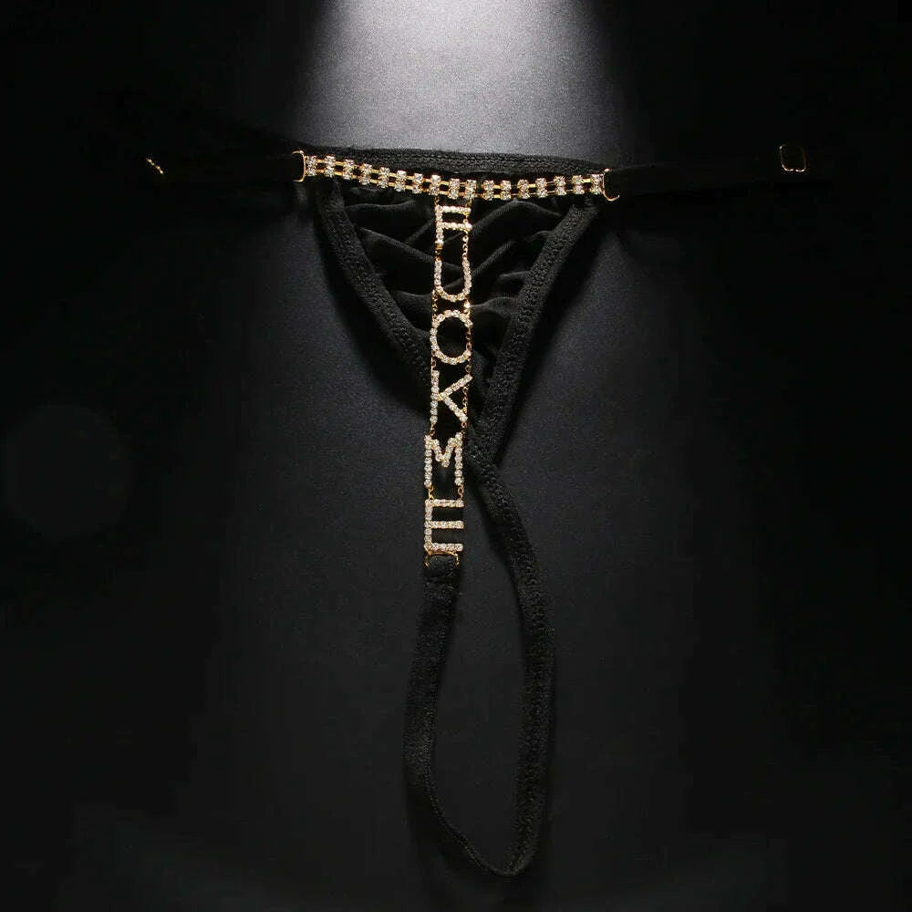 Stonefans Sexy Flower Crystal Thong Bikini Panties Jewelry for Women Stretch Rope Rhinestone Thong Back Panties Body Jewelry