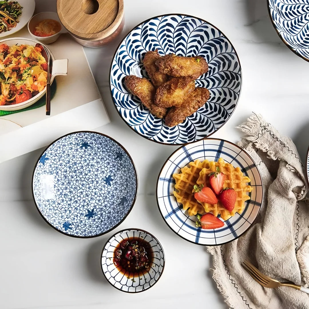 Japanese - style blue and white hand - painted 4.5 - inch ceramic bowl, retro - style rice bowl for home use. | Kimlud...