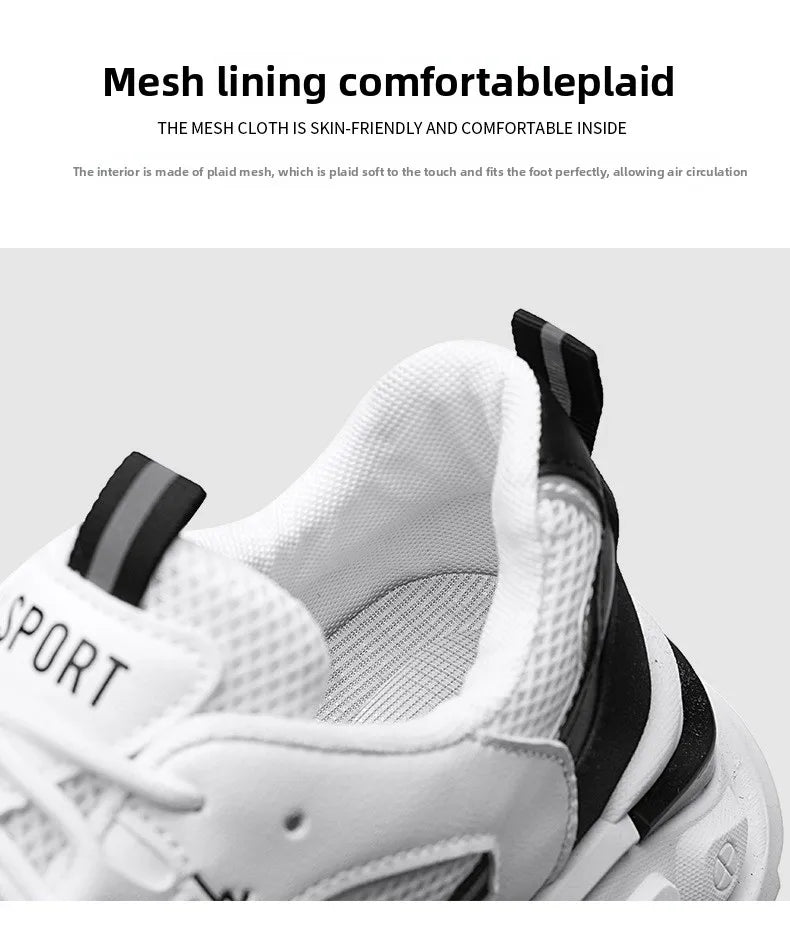 New Fashion Mens Thick Sole Platform Sneakers Breathable Mesh Lightweight Low Top Dad Shoes Casual Sports Walking Shoes - Kimlud