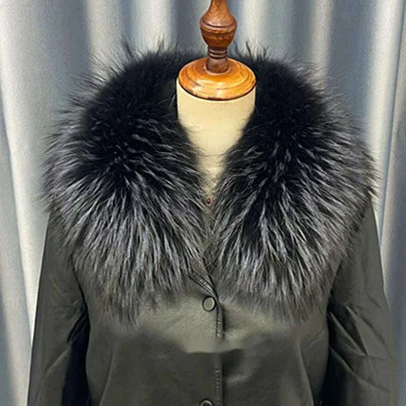 Raccoon Fur Collar Women Winter Coat Hood Decor Furry Fur Collar Fashion Warm Coat Shawl Natural Raccoon Fur Scarf Neck Warmer