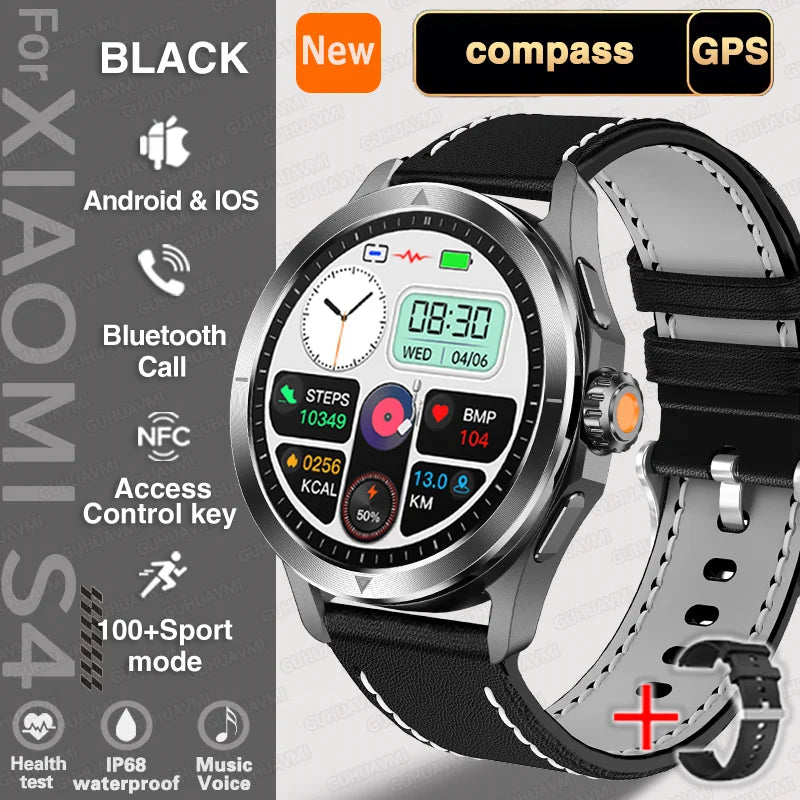 New S4 Ultra Outdoor Sports Men Watches HD AMOLED Display GPS Track Altimeter Heart Rate Bluetooth Call Waterproof Smart Watch