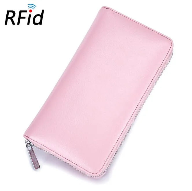 Men wallet genuine leather passport RFID long large capacity organ mobile phone multi function card holder unisex wallets