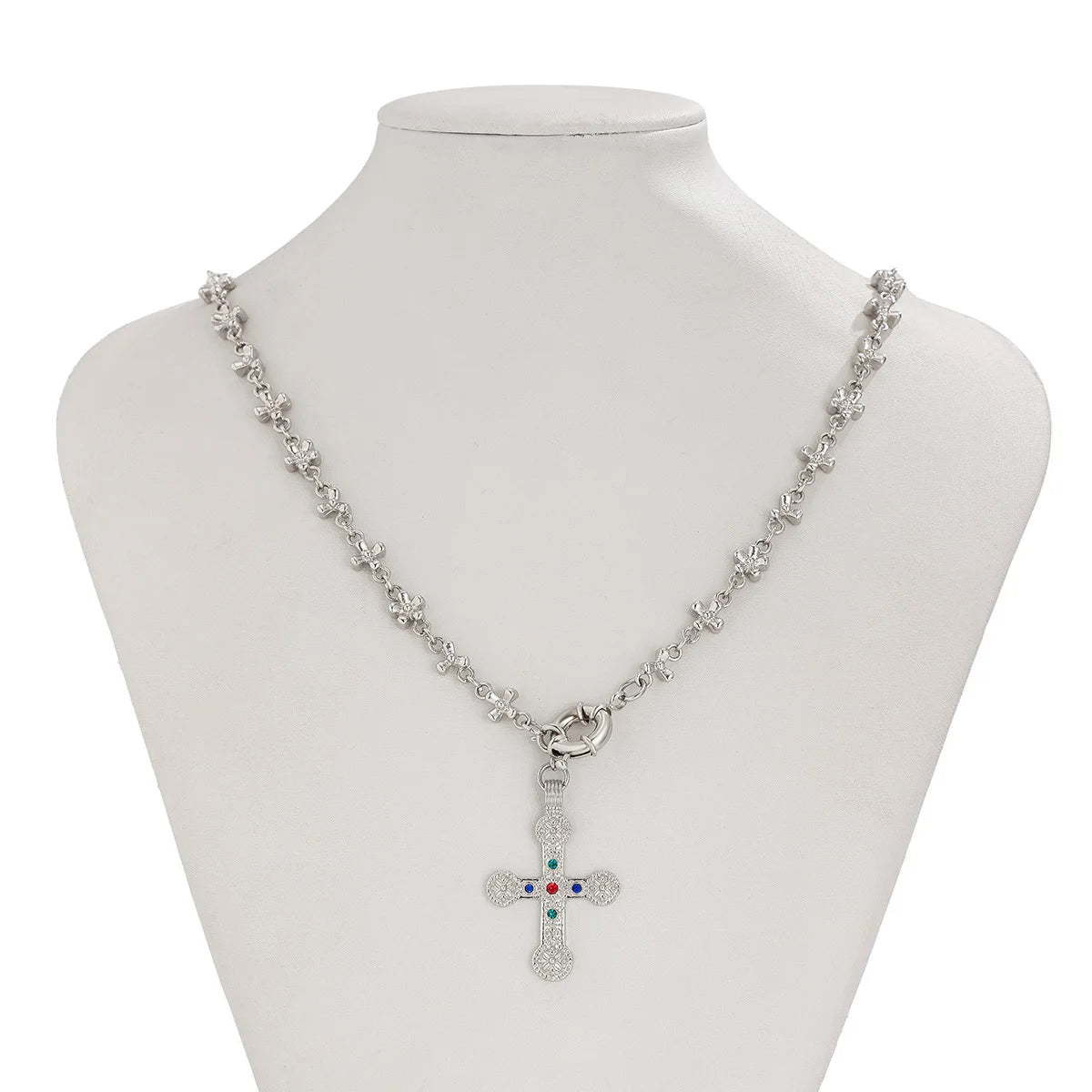 Ingemark 3 Styles Creative Big Imitation Pearl Beads Chain Necklace for Men Hip Hop Jesus Cross Pendant Choker Male Jewelry Gift