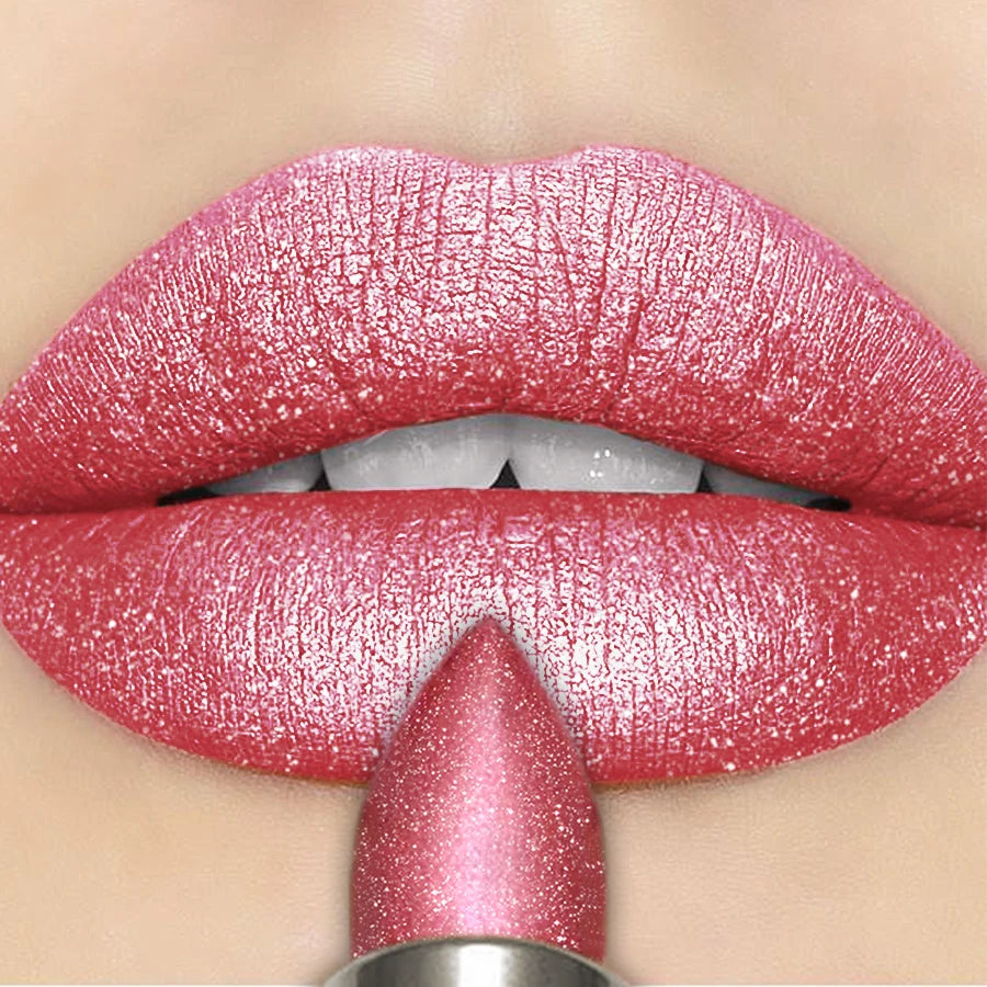 Metallic Glitter Lipstick 3 Color Waterproof Lip Balm Red Long Last Lip Tint Matte Lip Makeup Gifts Shiny Lip Gloss...