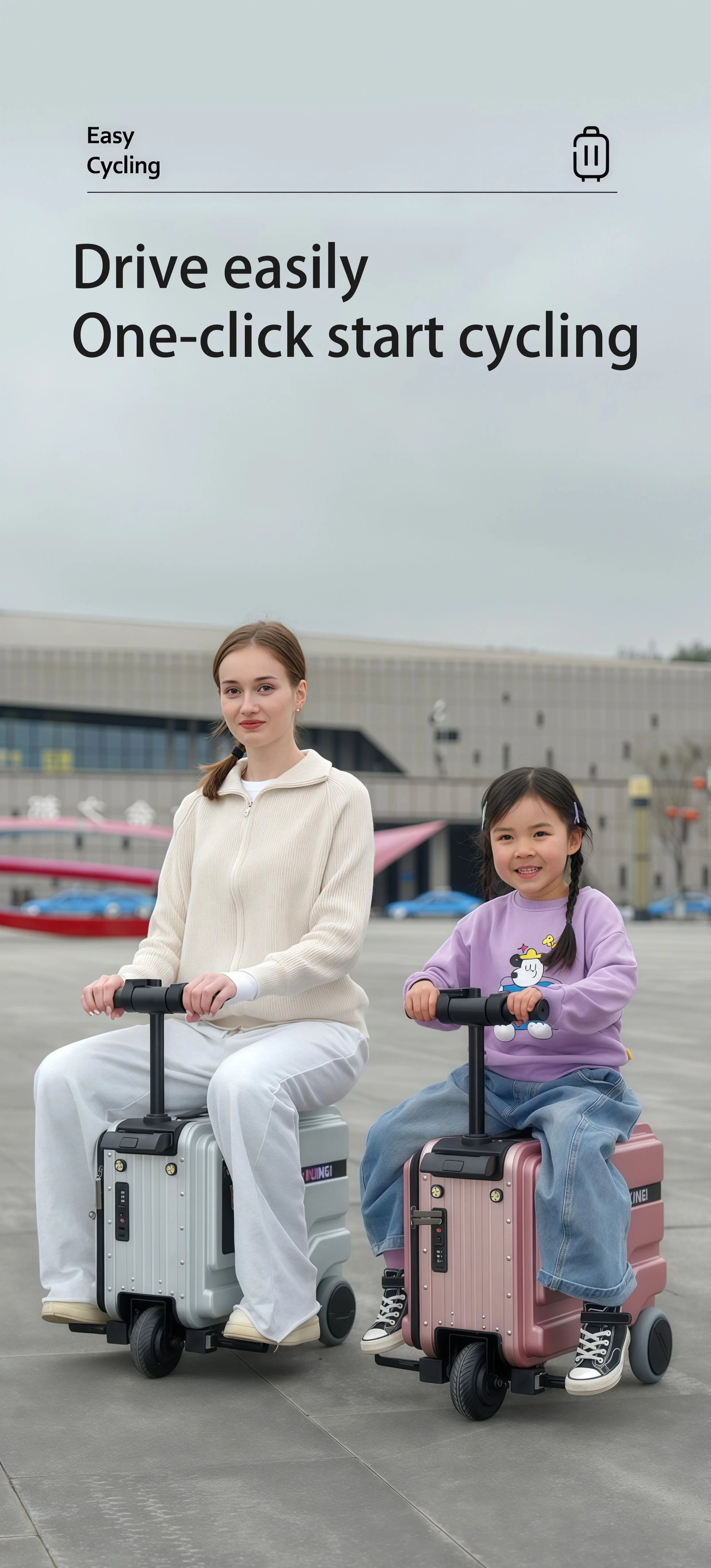 Deluxe Electric Scooter Luggage Children's Cabin Portable Smart Luggage Comfortable Seat Silver Trolley Multipurpose Bag...