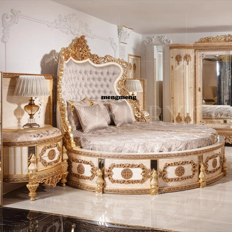 European Luxury Bed Solid Wood Princess Unique Romantic Adult Quality Designer Bed Modern Sleeping Wedding Beliche Furniture - Kimlud