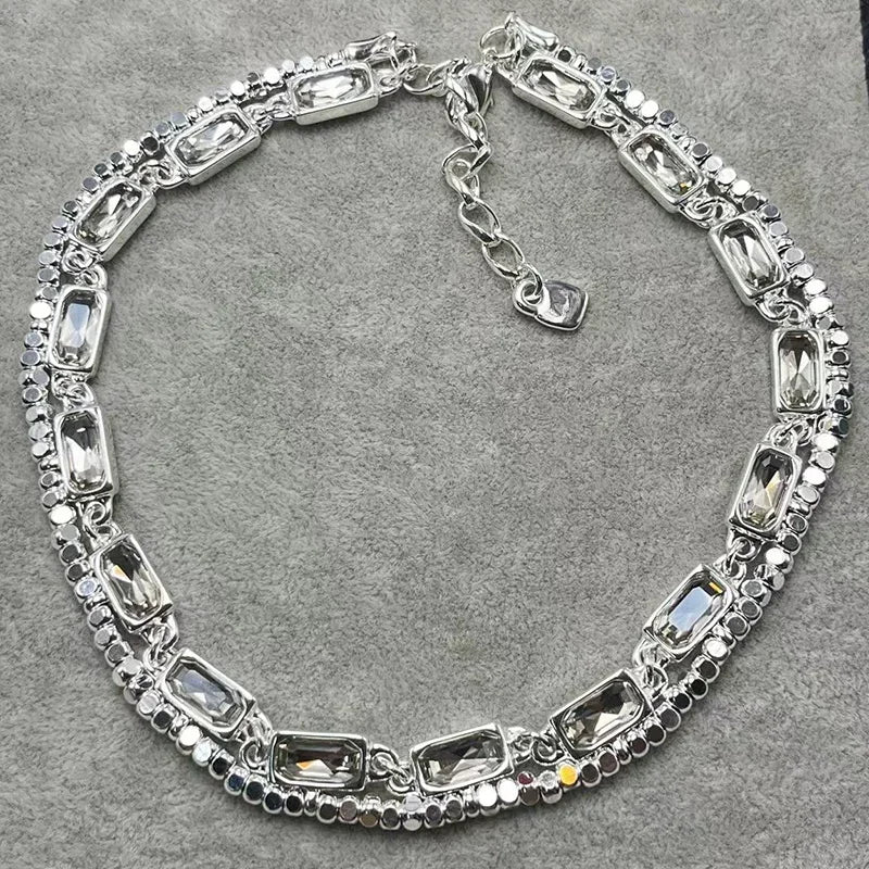 2025 Summer New Bestseller Shiny and Beautiful Blue Crystal Necklace, Women's Jewelry Gift