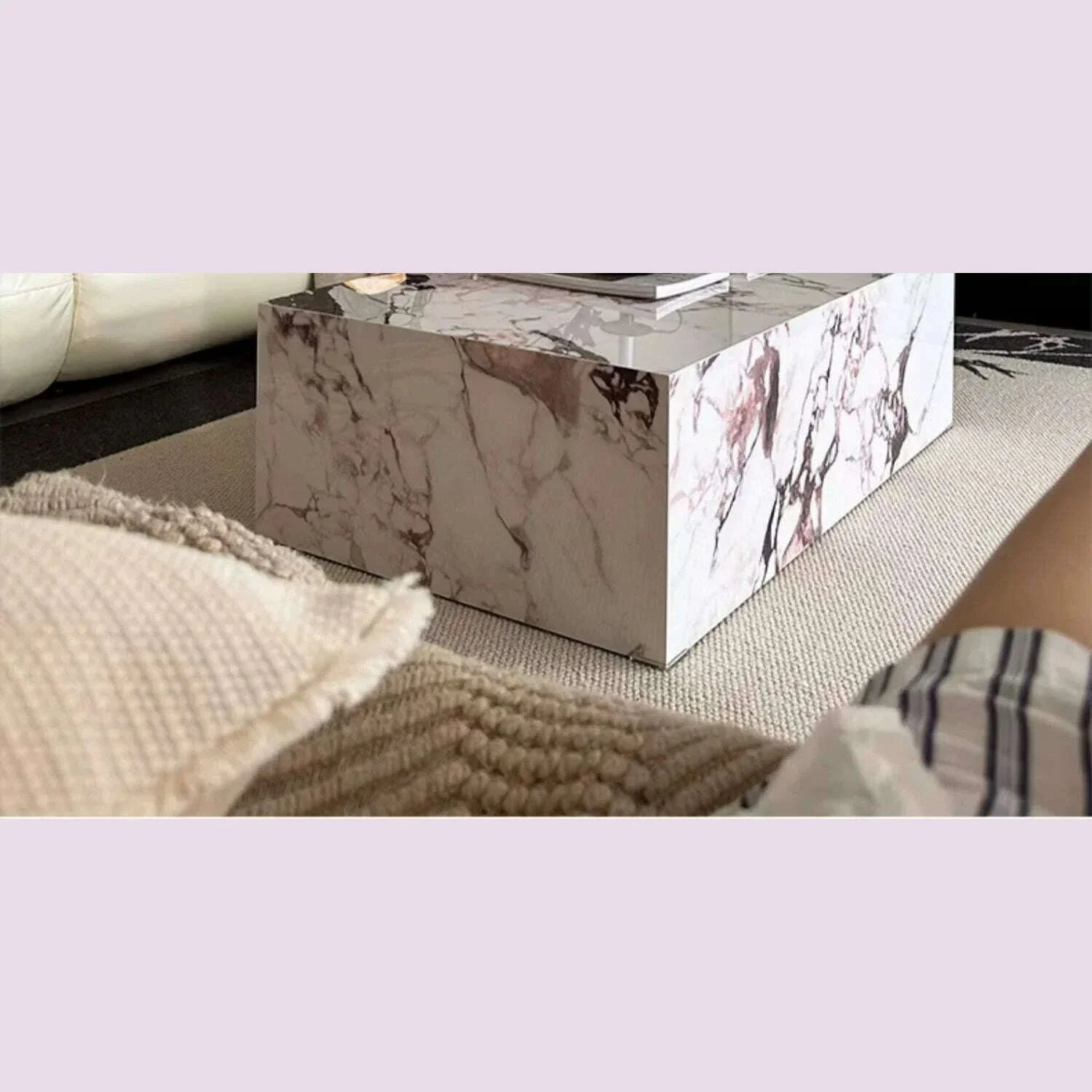 Luxury Stone Coffee Table, Nordic French Retro Design, Compact Corner Table Set for Small Space Living Room, High-End Side Table