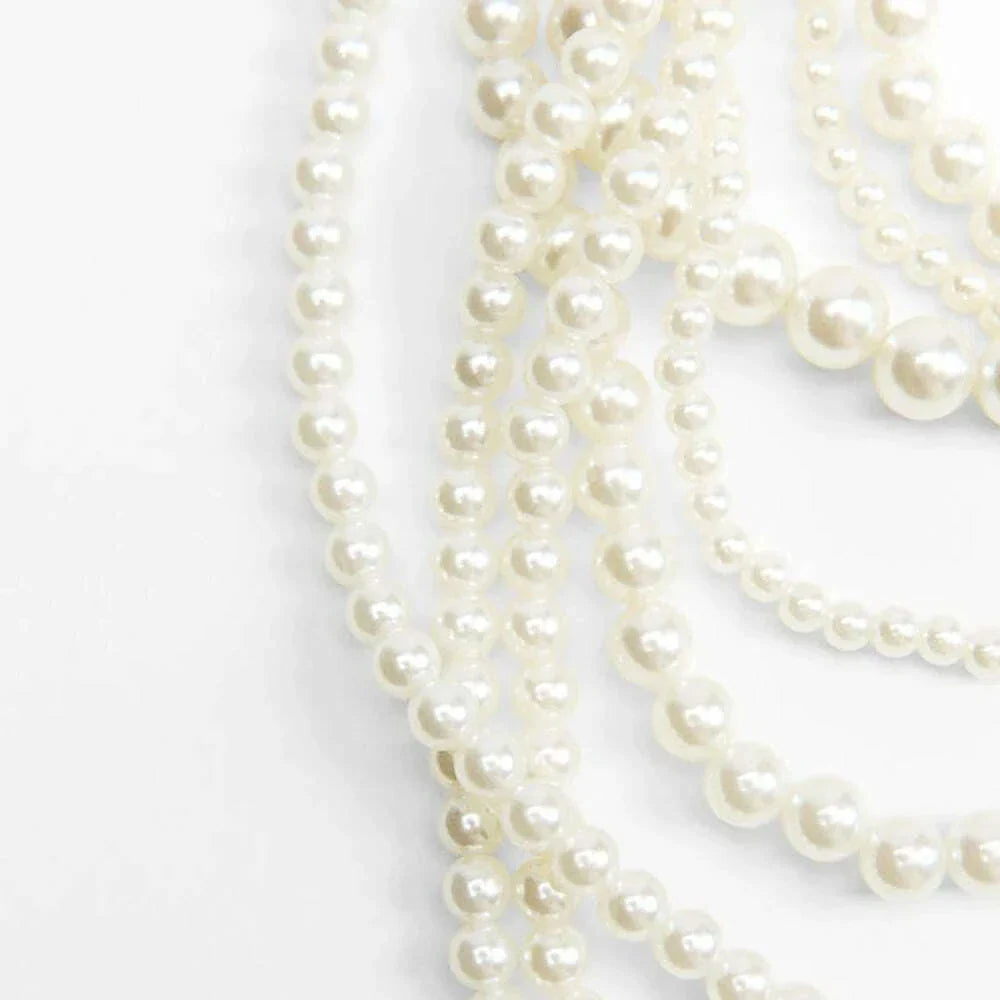 Girlgo Zaa MULTI-STRAND FAUX PEARL NECKLACE,Autumn Suit Sweater, Long Necklace, Daily Shopping Wedding Jewelry