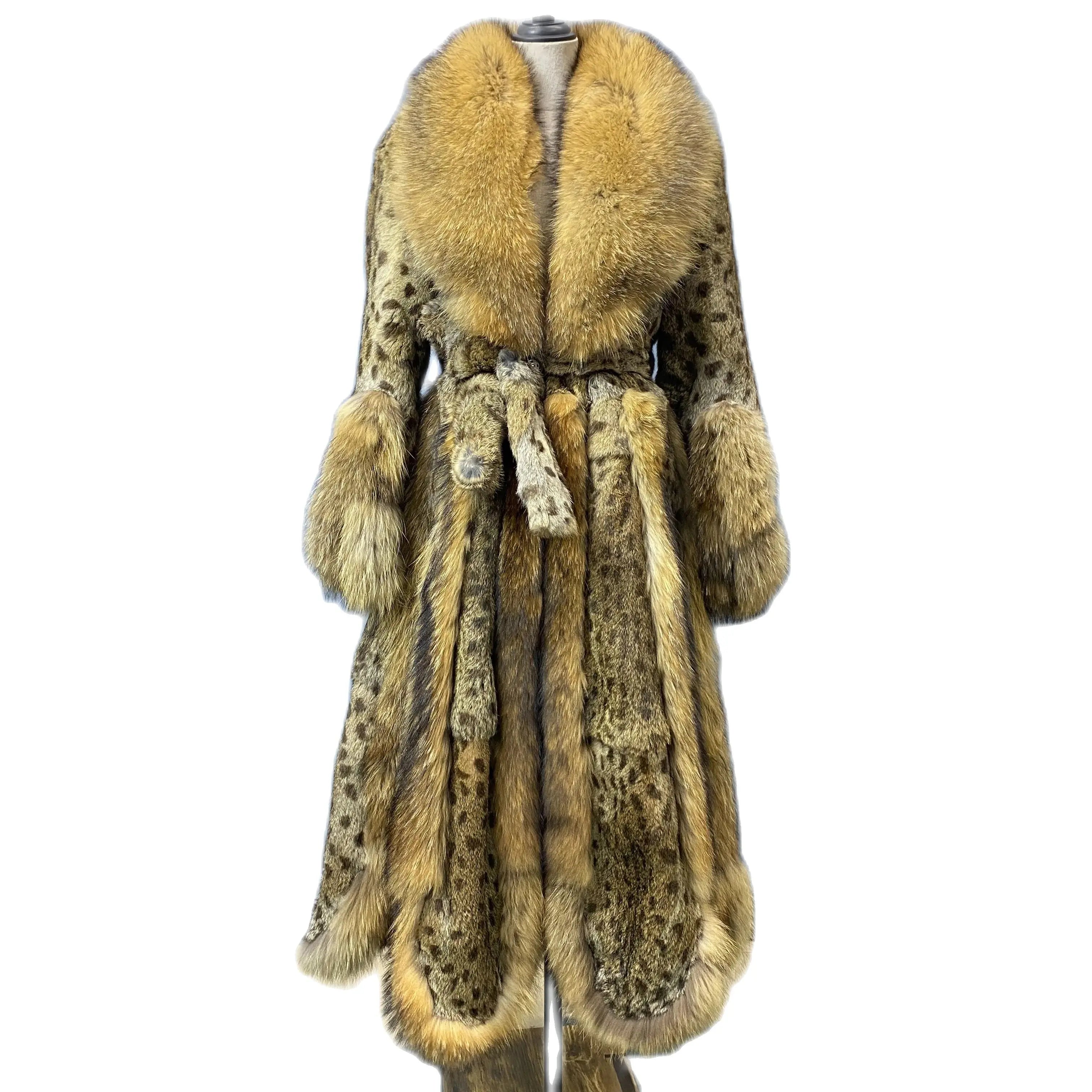 Winter women's nine-tailed fox fur whole skin raccoon fur lengthened personality catwalk fashion skirt jacket